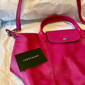 LONGCHAMP Le Pliage Cuir S Crossbody Cyclamen NWOT